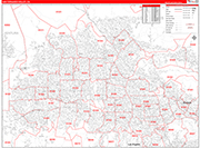 San Fernando Valley Metro Area Wall Map Red Line Style